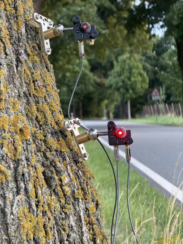 LOFOR®-Laser mit Halterung am Baumstamm montiert